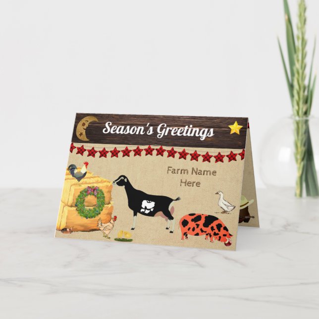 Personalised - Country Christmas LaMancha Goat Card (Front)