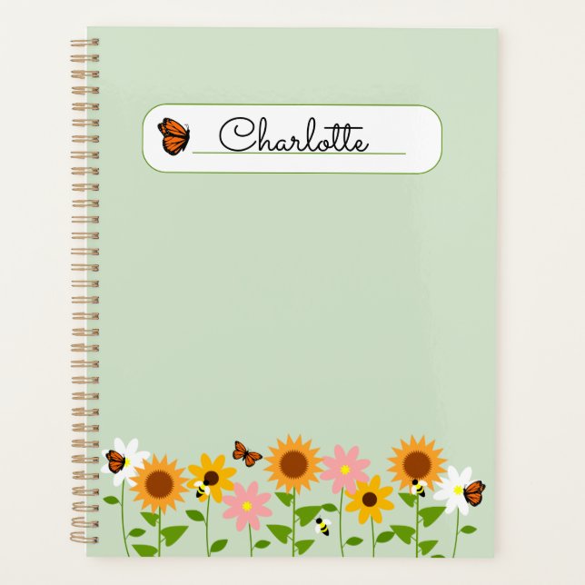 Personalised Country Garden Green Pocket Folder Planner (Front)