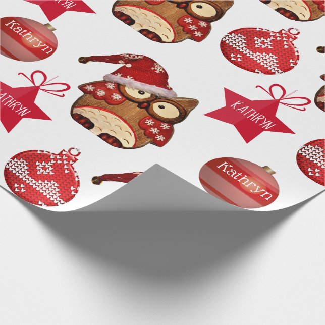 Personalised Country Owls Holiday Wrapping Paper (Corner)