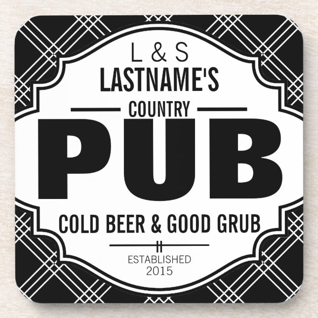 Personalised Country Pub Beer and Grub Coaster (Front)