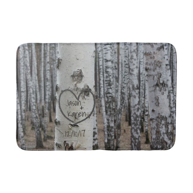 Personalised Country Rustic Carved Heart Bath Mat (Front)