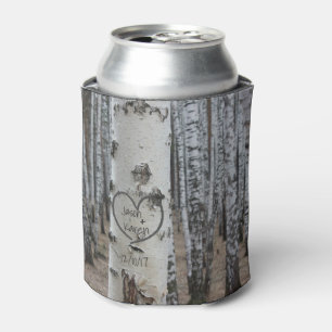 Personalised Country Rustic Carved Heart Can Cooler