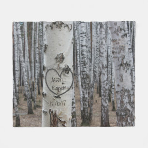 Personalised Country Rustic Carved Heart Fleece Blanket
