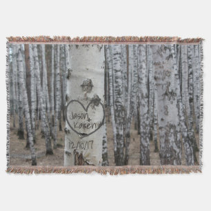 Personalised Country Rustic Carved Heart Throw Blanket
