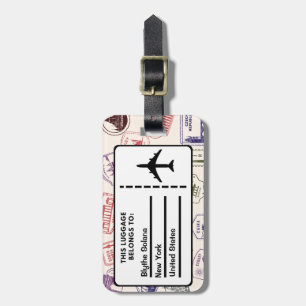 Personalised Country Stamps Luggage Tag