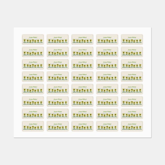 Personalised Country Sunflowers Labels n Tags (Sheet)