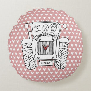 Personalised Country Wedding Tractor Cushion