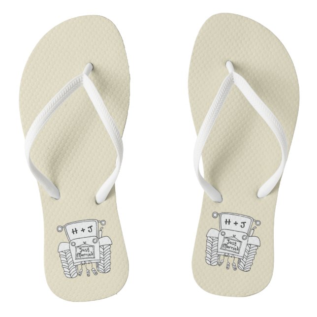 Personalised Country Wedding Tractor Flip Flops (Footbed)