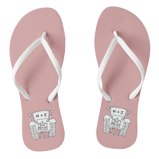 Personalised Country Wedding Tractor Flip Flops (Footbed)