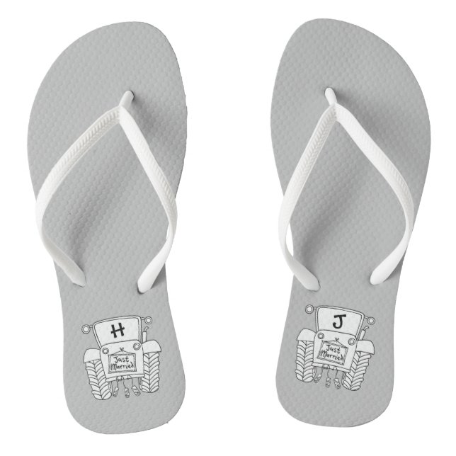 Personalised Country Wedding Tractor Flip Flops (Footbed)