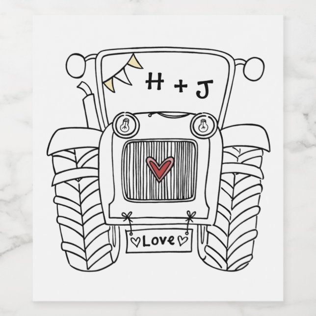 Personalised Country Wedding Tractor Wine Label (Single Label)