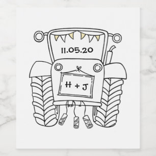 Personalised Country Wedding Tractor Wine Label