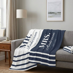 Personalised Couple Beach Towels Mr. & Mrs. Beach Fleece Blanket