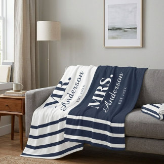 Personalised Couple Beach Towels Mr. & Mrs. Beach Fleece Blanket