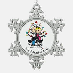 Personalised Couple, Boy, Dog Snowflake Ornament
