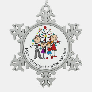 Personalised Couple, Boy, Girl Snowflake Ornament