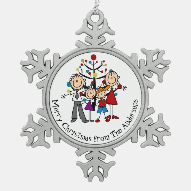 Personalised Couple, Boy, Girl Snowflake Ornament (Front)