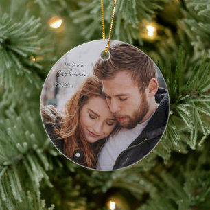 Personalised Couple Christmas Photo Ceramic Tree Decoration