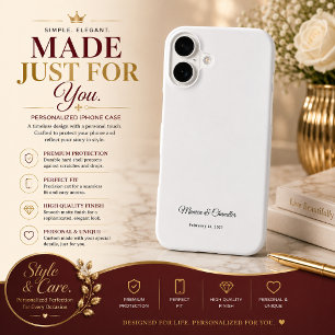 Personalised Couple Date Minimal White iPhone 16 Case