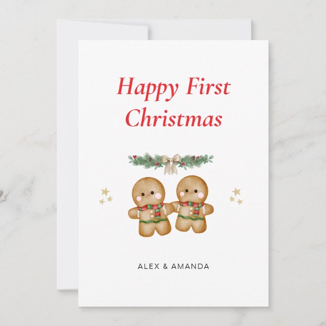 Personalised Couple First Christmas Holiday Card (Front)
