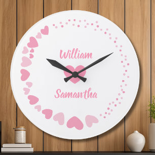 Personalised Couple Heart Wall Clock with Names