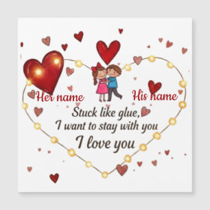 Personalised Couple Love Hearts Magnetic Card