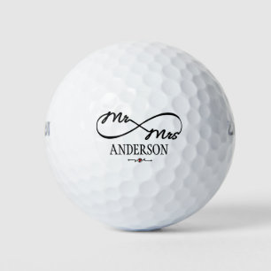 Personalised Couple Name Heart Black Colour Font Golf Balls