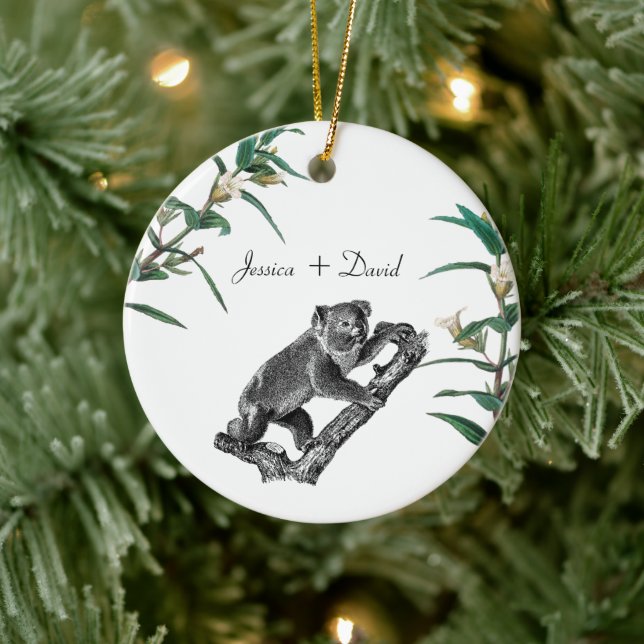 Personalised Couple Names Christmas Koala Ceramic Tree Decoration (Tree)