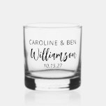Personalised Couple Names Date Anniversary Gift Whiskey Glass<br><div class="desc">Celebrate love and milestones with this personalised whiskey glass featuring the couple's names and special date. Perfect as an anniversary gift,  this elegant glass adds a custom touch to any occasion. Ideal for toasting cherished memories and creating new ones together.</div>