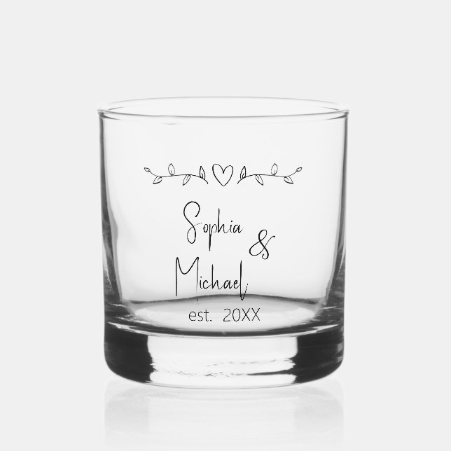 Personalised Couple Names Wedding Favours  Whiskey Glass (Front)