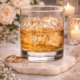 Personalised Couple Names Wedding Favours  Whiskey Glass