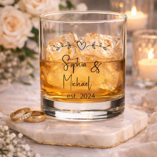Personalised Couple Names Wedding Favours  Whiskey Glass