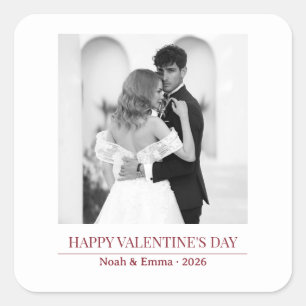 Personalised Couple Names & Year - Elegant Photo  Square Sticker