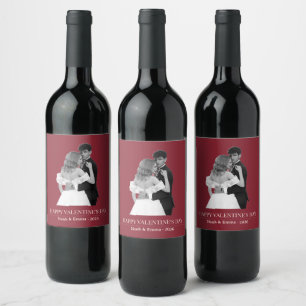 Personalised Couple Names & Year - Elegant Photo  Wine Label