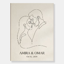 Personalised Couple One Line Art Print, Custom Wed