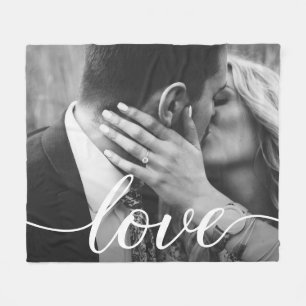 Personalised Couple Photo handlettering Love Fleece Blanket