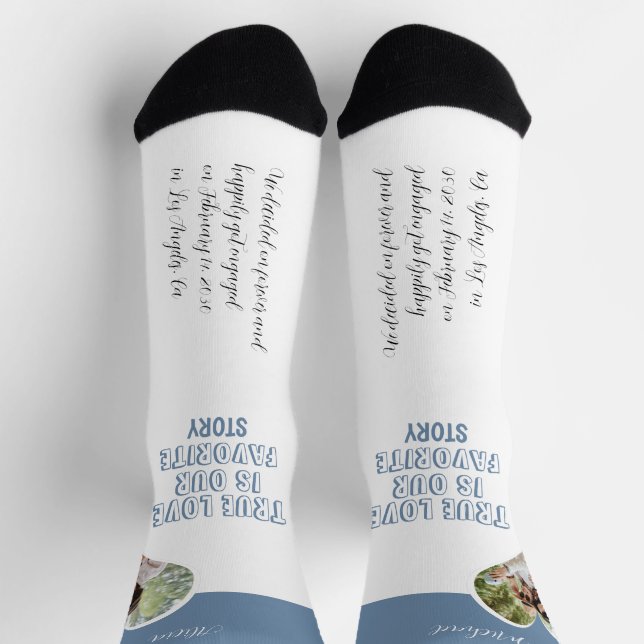 Personalised couple photo love heart engagement socks (Top)