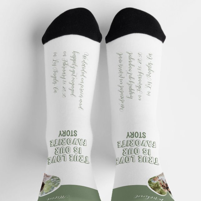 Personalised couple photo love heart engagement socks (Top)