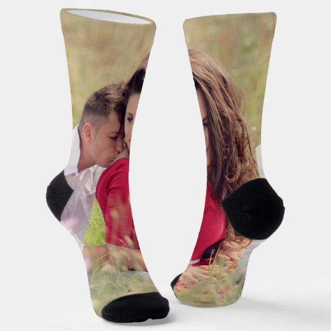 Personalised Couple Photo  Socks (Angled)