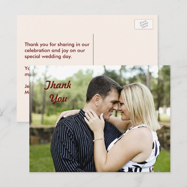 Personalised Couple Photo Thank You Postcard (Front/Back)