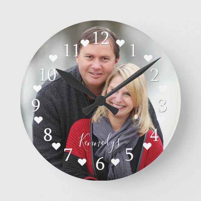 Personalised Couple Photo Wedding Anniversary Round Clock (Front)