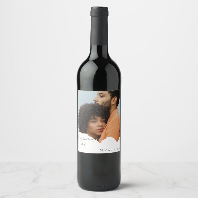 Personalised Couple Photo Wedding Wine Favour Wine Label (Front)
