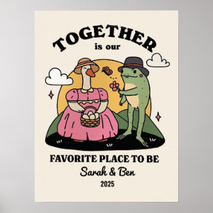 Personalised Couple Print, Custom Frog Illustratio Poster