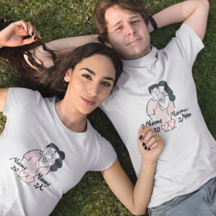 Personalised Couple T-Shirt – Custom Names & Date Tri-Blend Shirt
