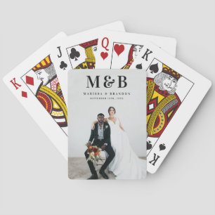 Personalised Couple Wedding Monogram Photo Playing Cards