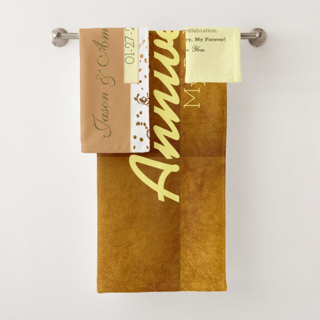 Personalised Couples 1st Wedding Anniversary Bath Towel Set (Insitu)