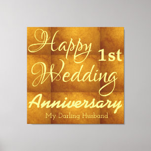 Personalised Couples 1st Wedding Anniversary Canvas Print