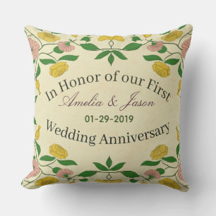 Personalised Couples 1st Wedding Anniversary Cushion