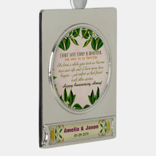 Personalised Couples 1st Wedding Anniversary Silver Plated Banner Ornament