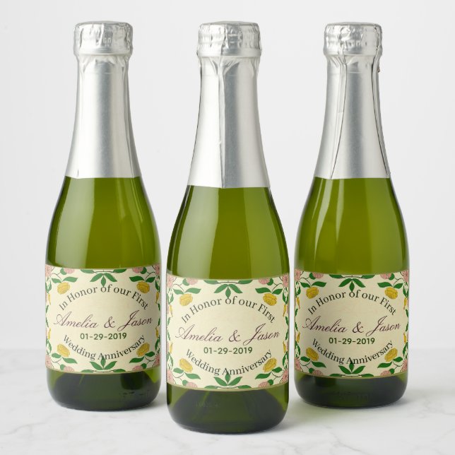 Personalised Couples 1st Wedding Anniversary Sparkling Wine Label (Bottles)